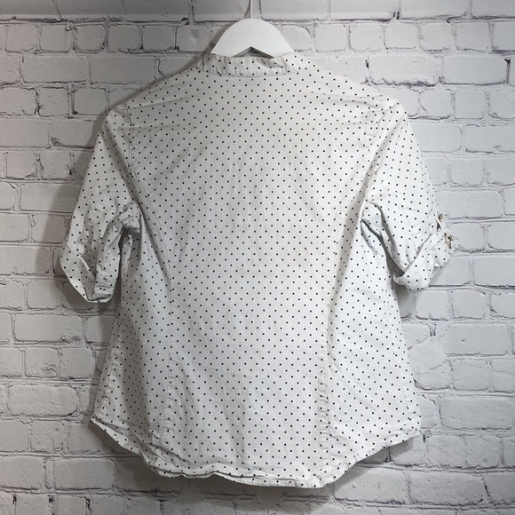Anne Klein button down white with black dots - Picture 6 of 11